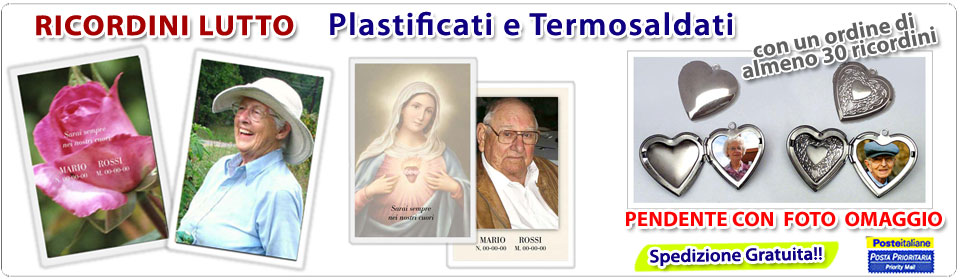 Ricordini lutto plastificati e termosaldati